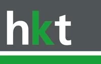 Logo mit den Buchstaben 'h', 'k' und 't' in weiß, grün und grau auf grauem Hintergrund