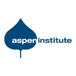 Aspen Institute logo with a blue leaf and the words 'aspens institute' inside