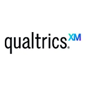 Qualtrics logo with black text and blue 'XM' letters on a white background.