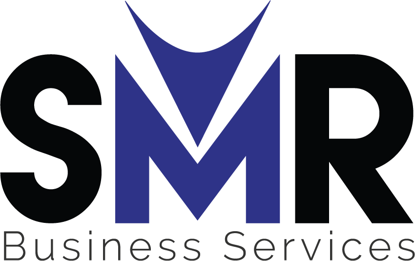 Logo for SMR Business Services featuring a stylized blue 'M' with a check mark above it, and the words 'Business Services' below.