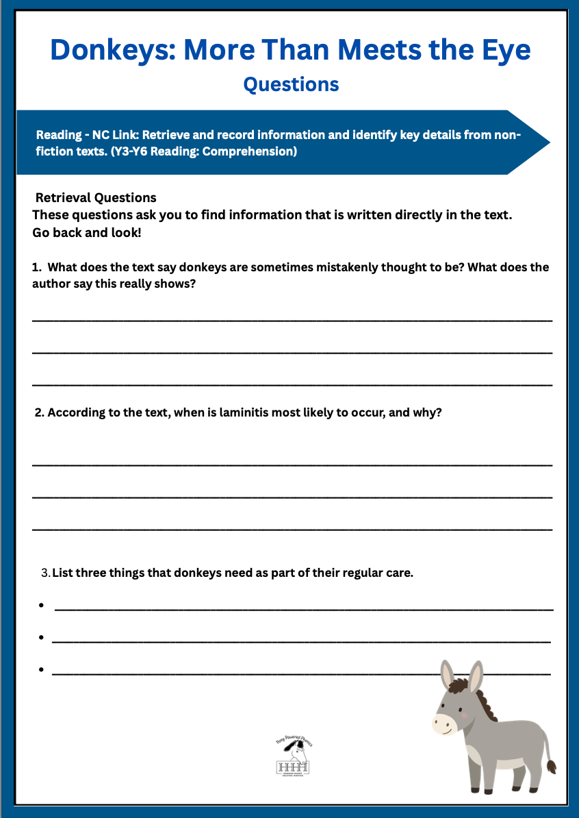 Donkeys: more than meets the eye KS2 reading comprehension