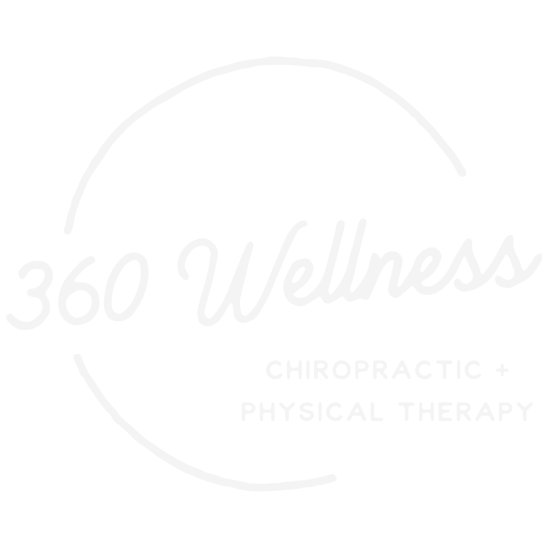 Logo for 360 Wellness, offering chiropractic and physical therapy services with a circular design.