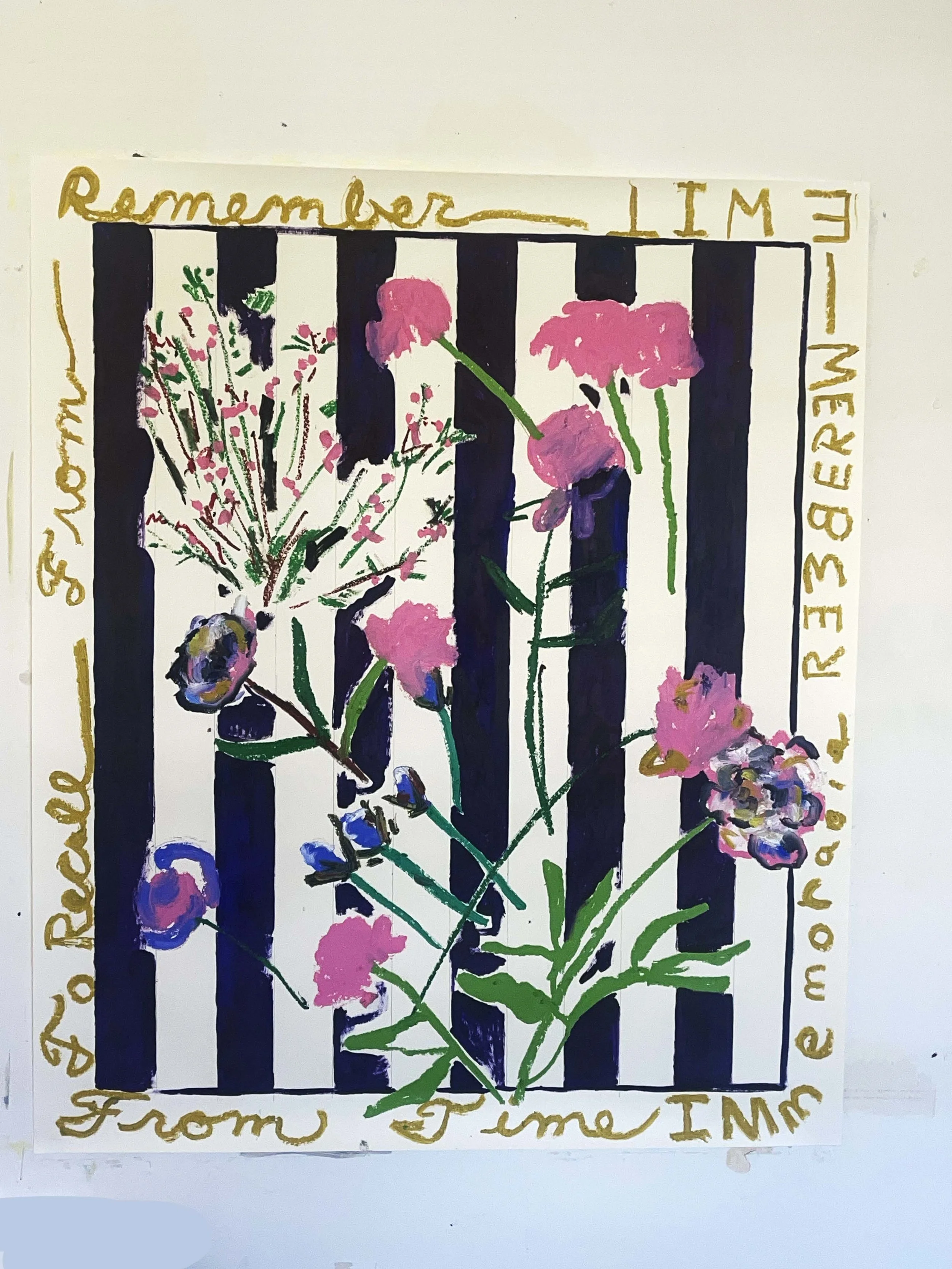 Striped Floral Painting
