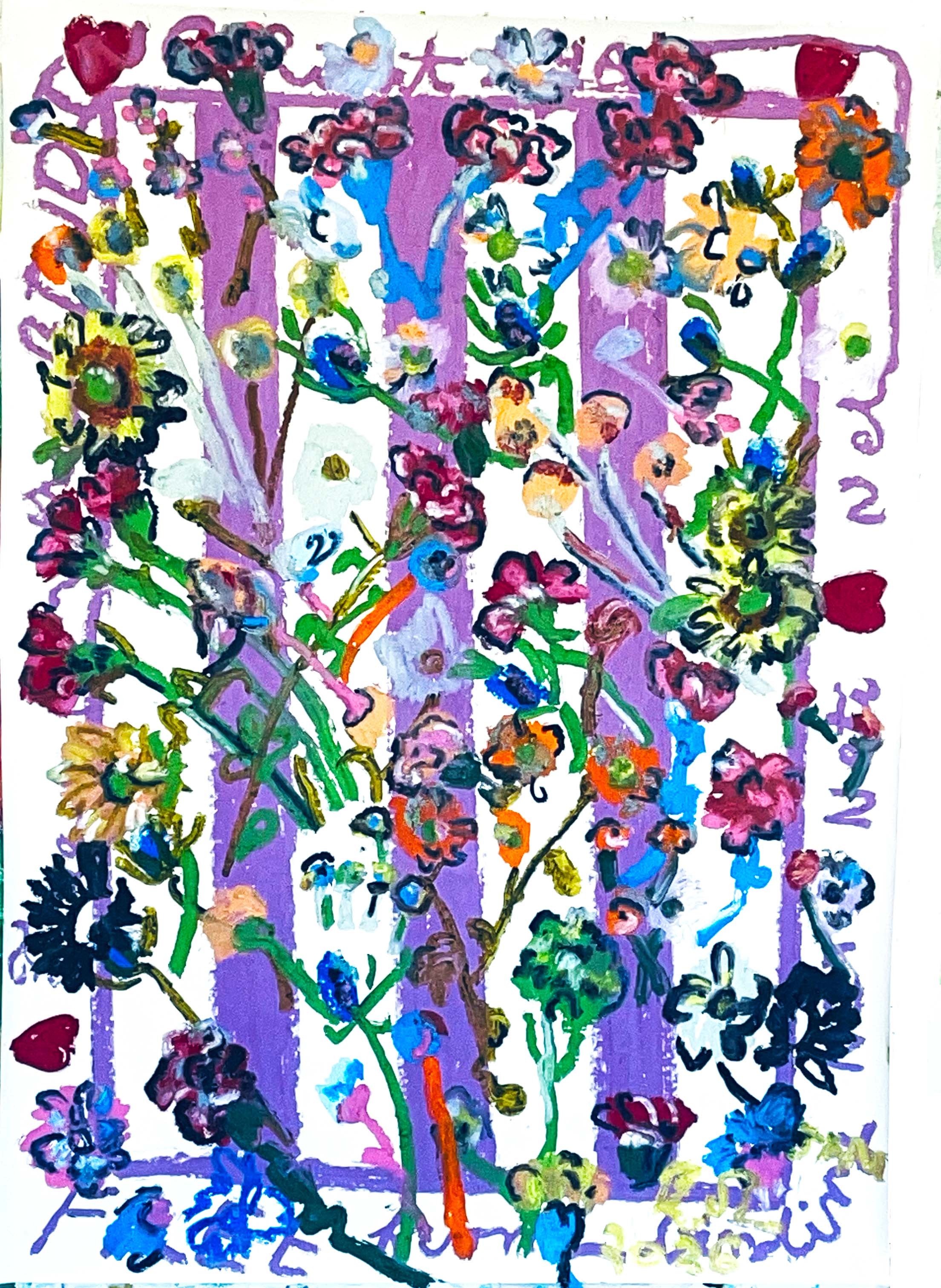 Striped Floral Painting