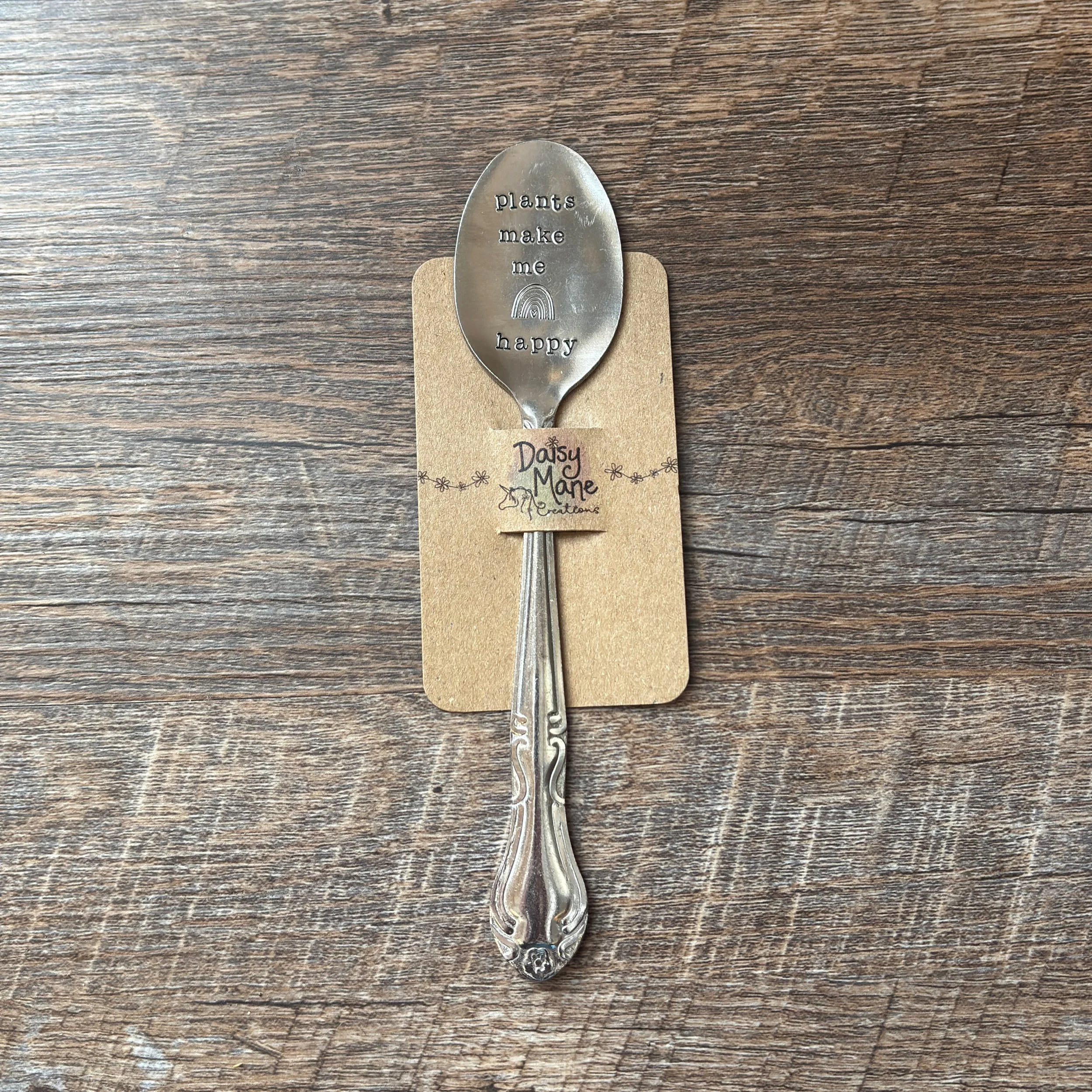 “Plants Make Me Happy” Spoon Plant Marker