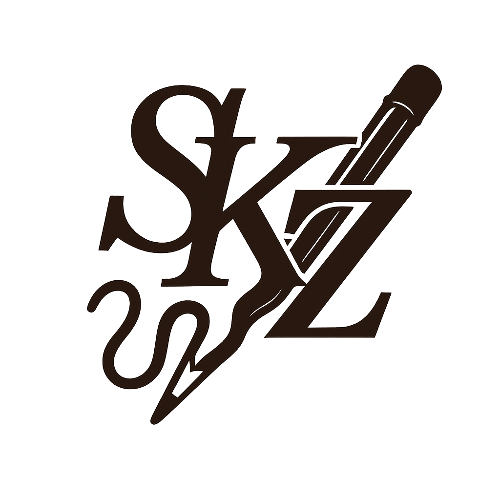 Graphisme avec les lettres S, K, Z et un crayon stylisé