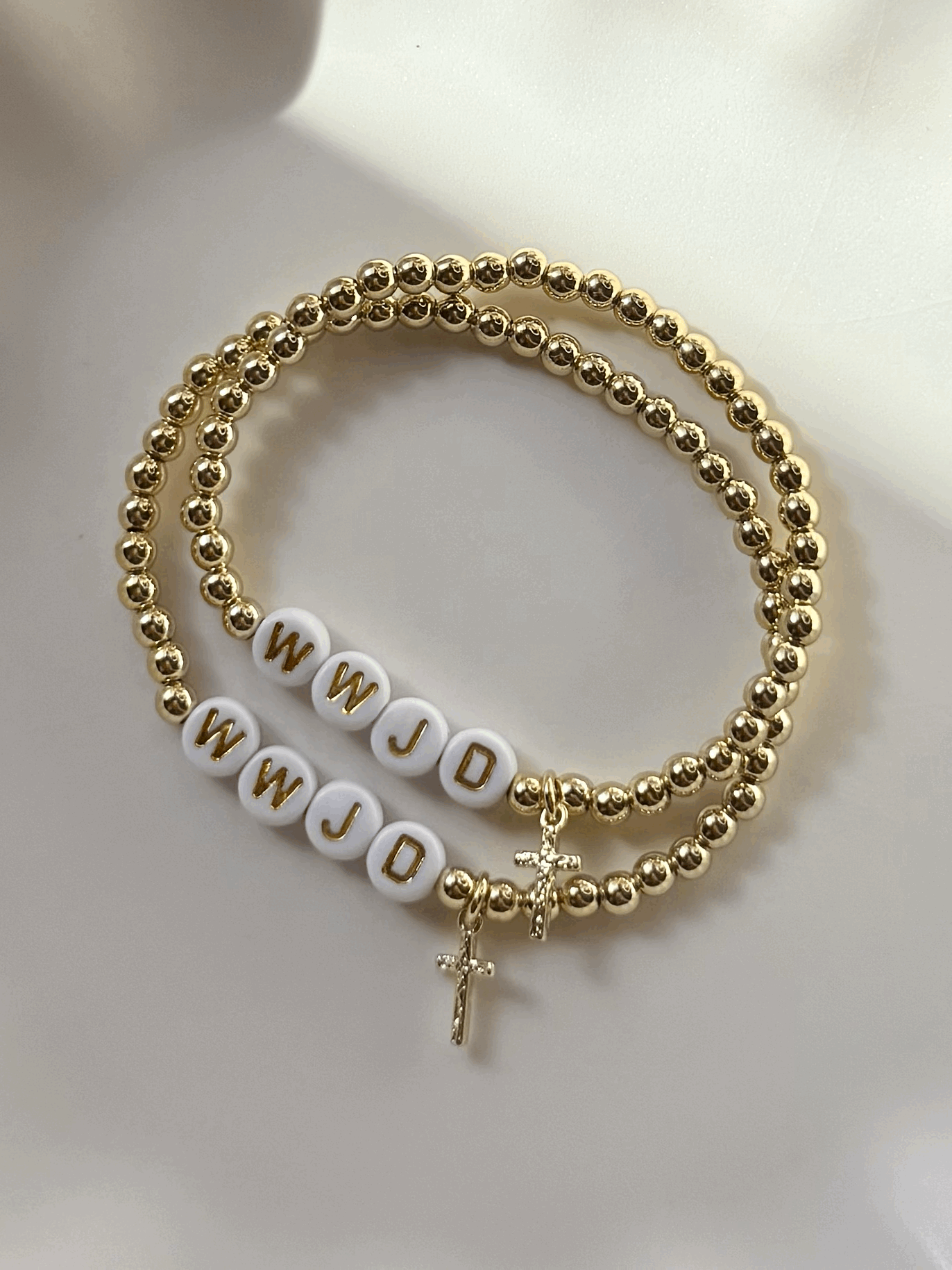 WWJD Gold Beaded Bracelet