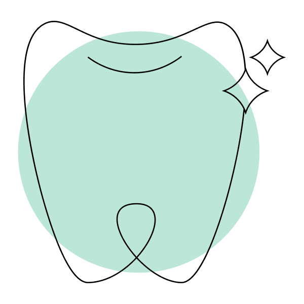 Ilustración abstracta con formas y líneas negras en un fondo de círculo en color verde.