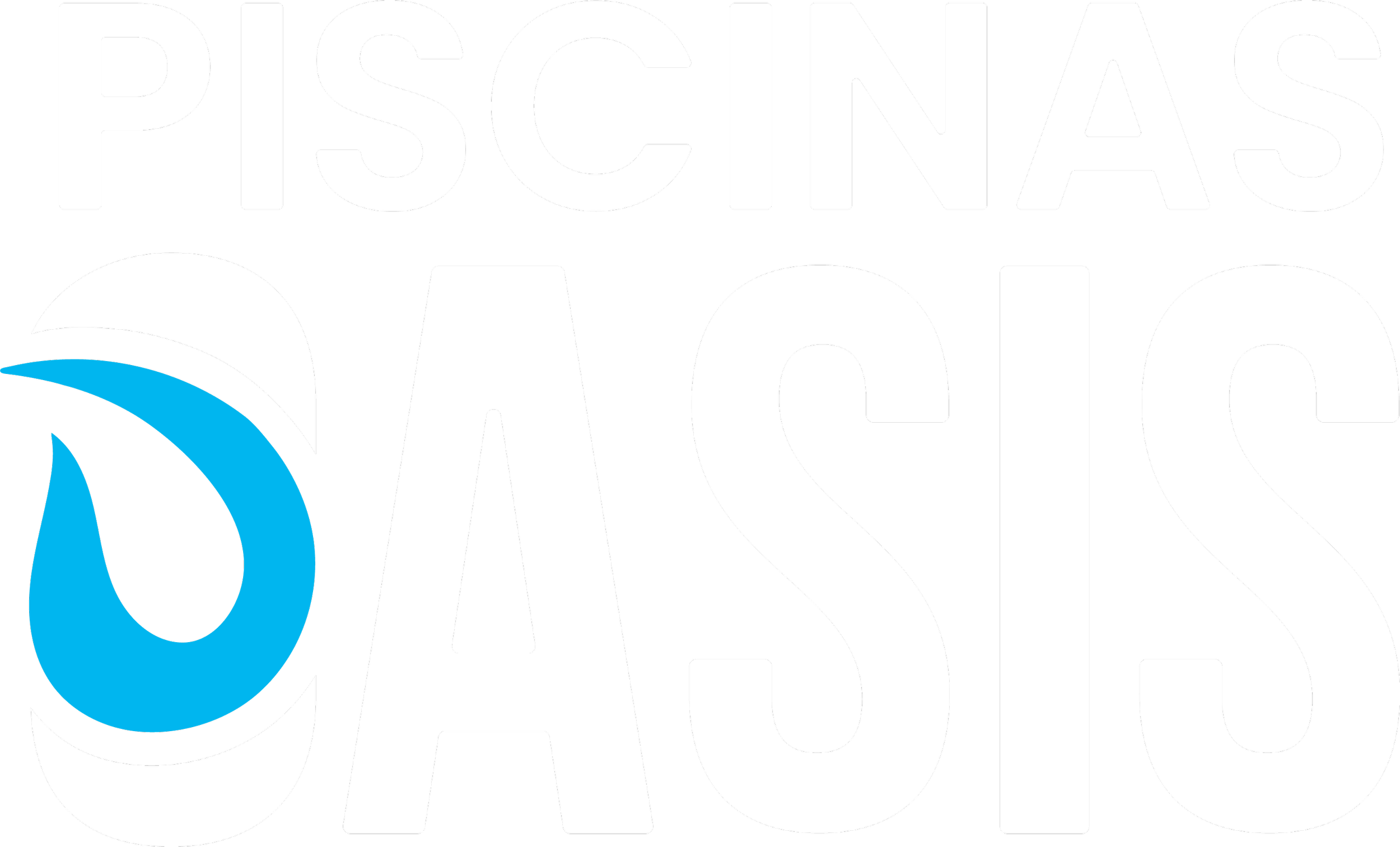 Logotipo de Piscinas Oasis Blanco con Cyan