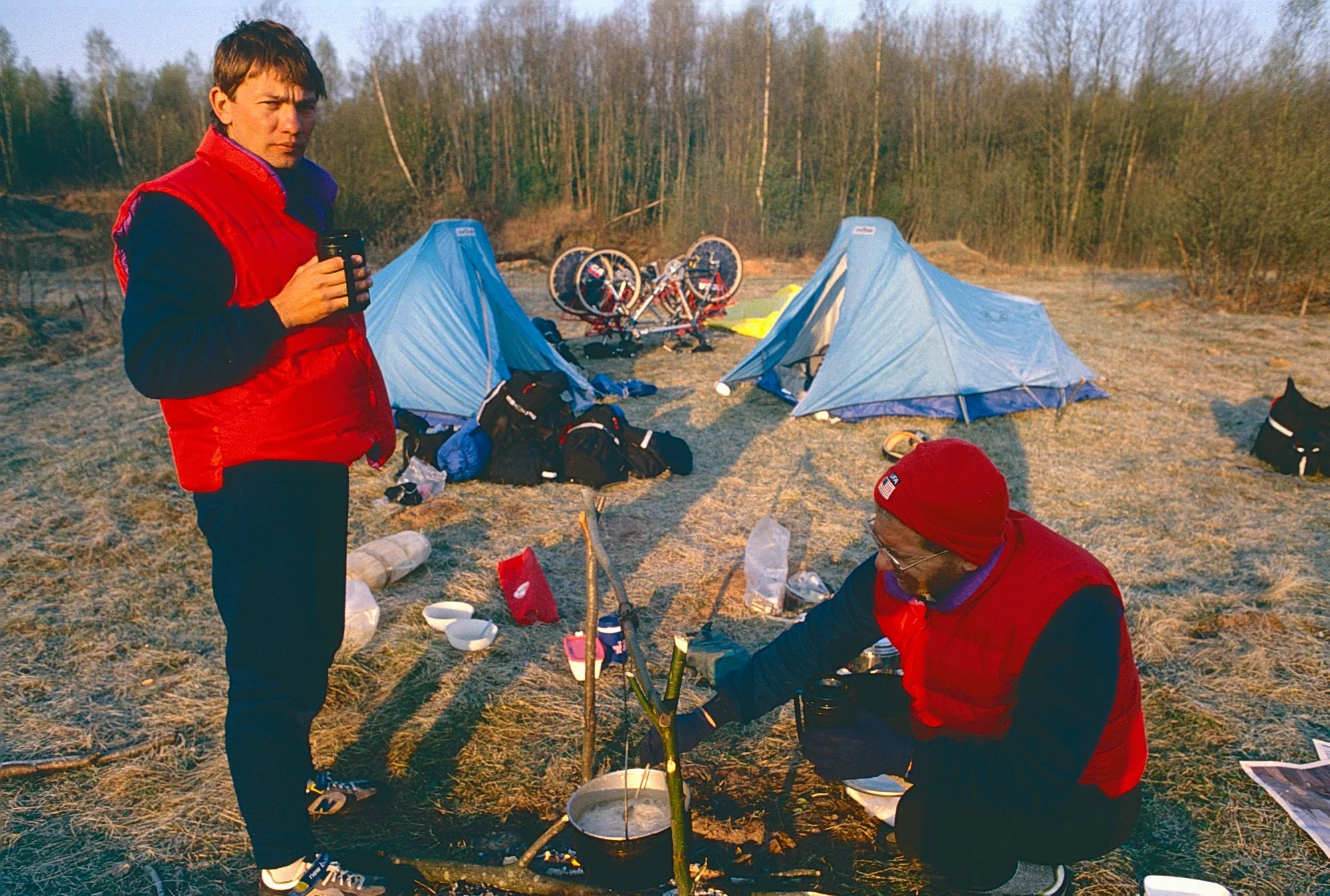 Vitale and Howard at breakfast. Vitale was "provided" by the Soviet government, and we made half serious plans to ditch what we thought was going to be a minder as soon we figured out how things worked. But Vitale  turned out to be a skilled amateur 