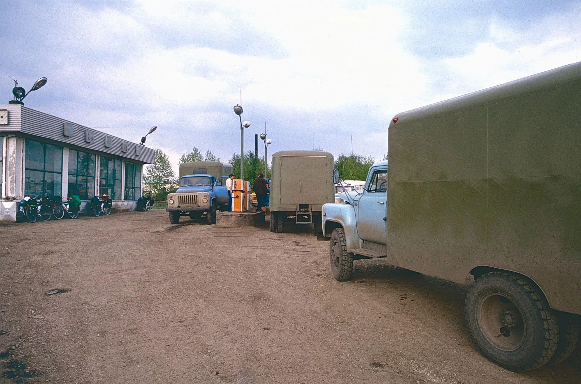 Roadside gas station.