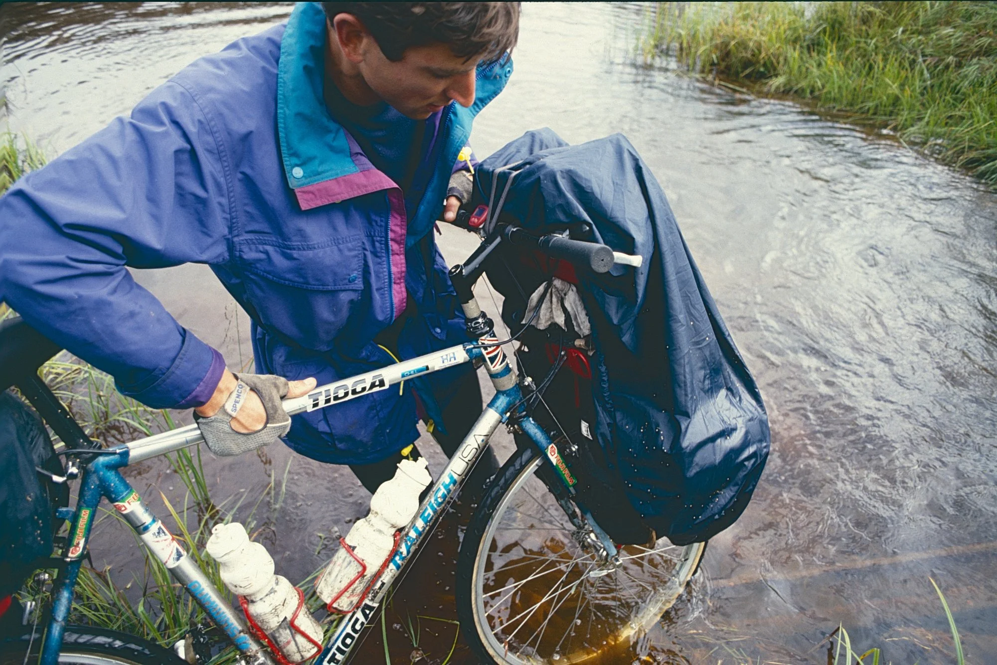 Carefully wadding into freezing water.