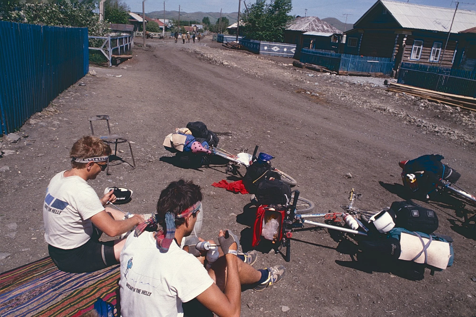 Howard and Simon filtering water.