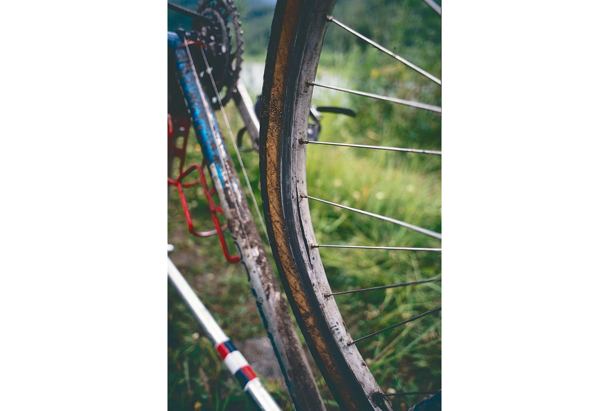 Tired of pushing our bikes on the train tracks and eager to make up time, we try to ride on the river edge, where boulders decide otherwise. 