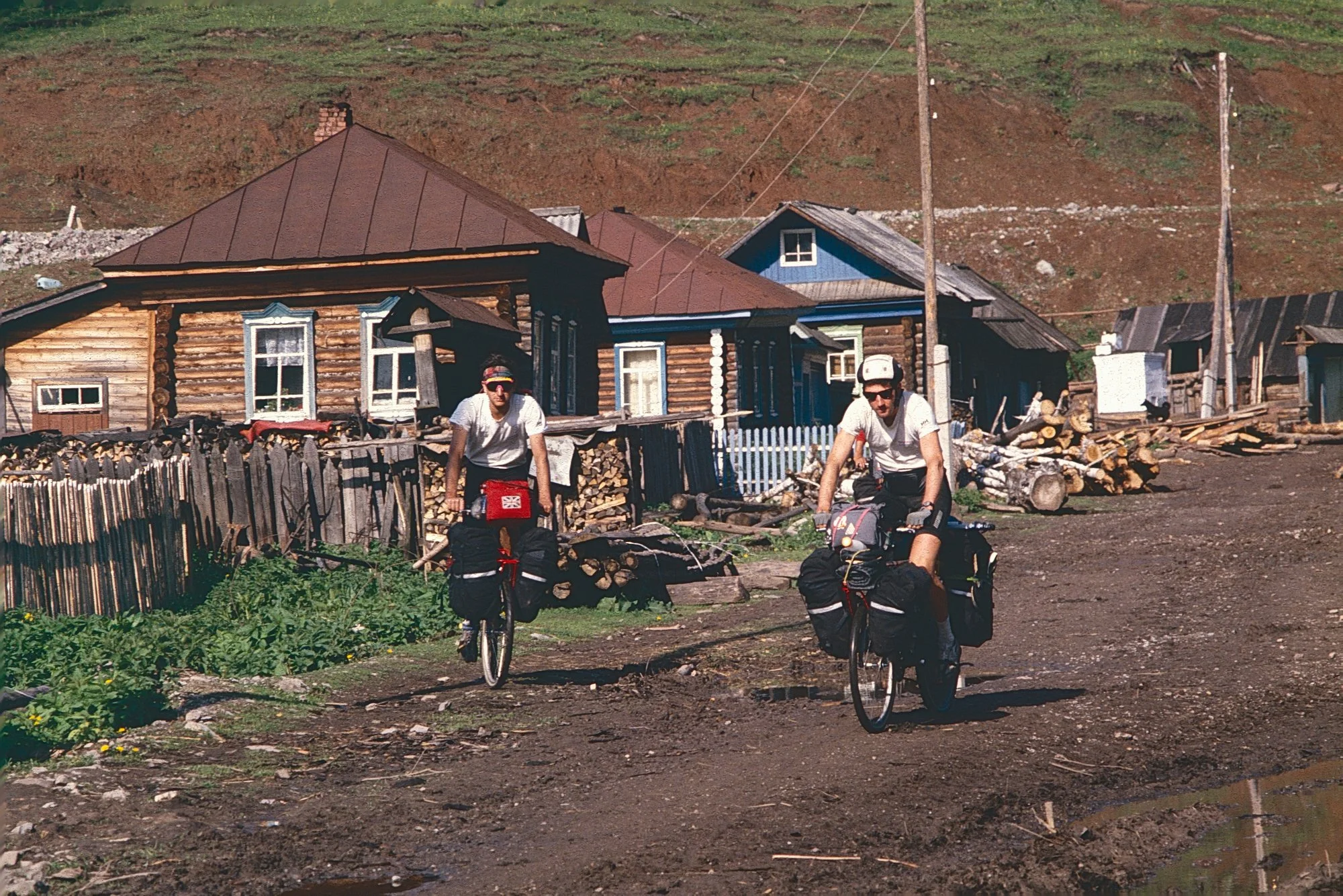 Enjoying crips fresh air and unpaved road in the Ural Mountains.