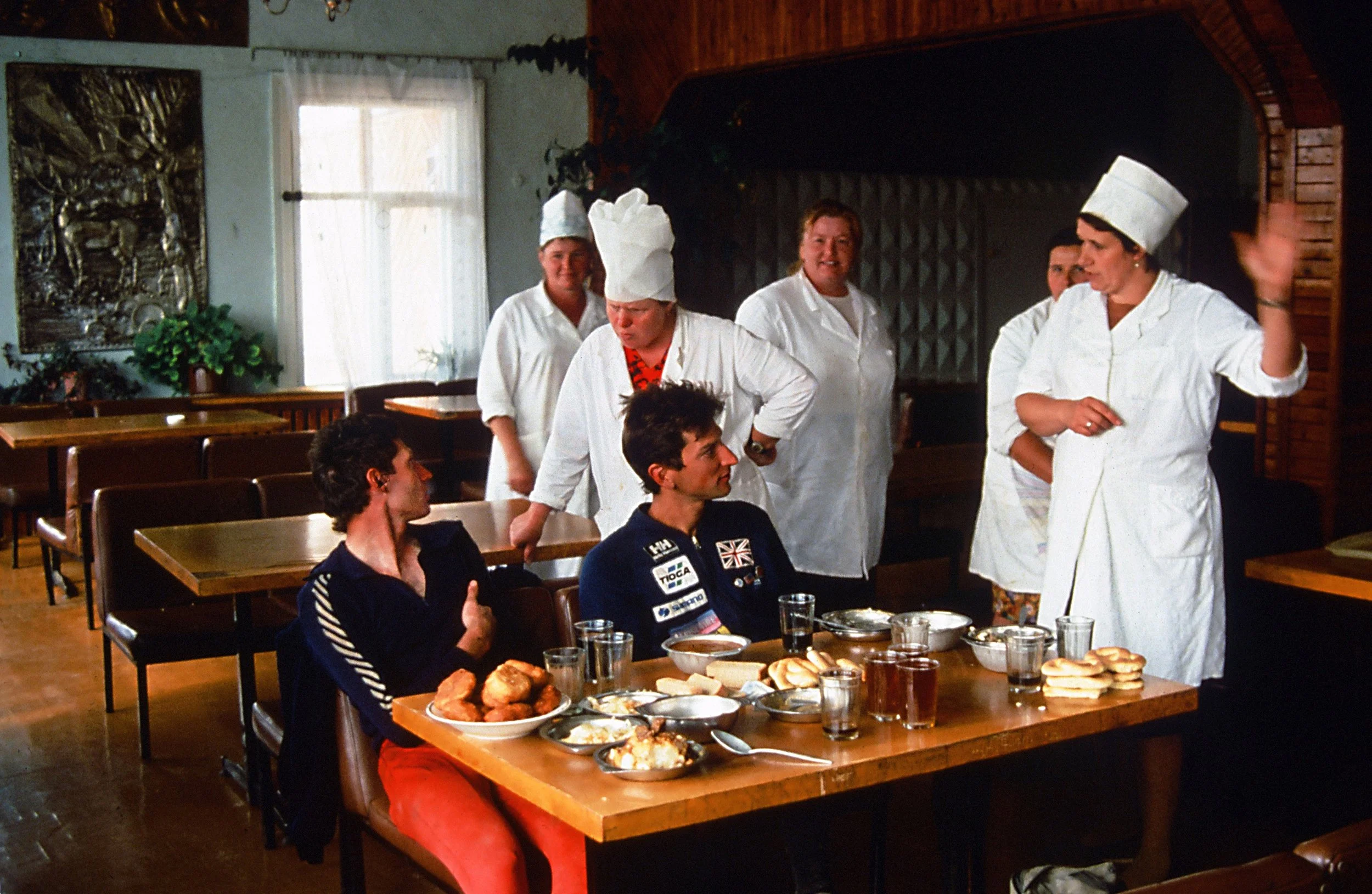 Making friends with Stolovaya workers. The food was never great, but we consumed lots of it.