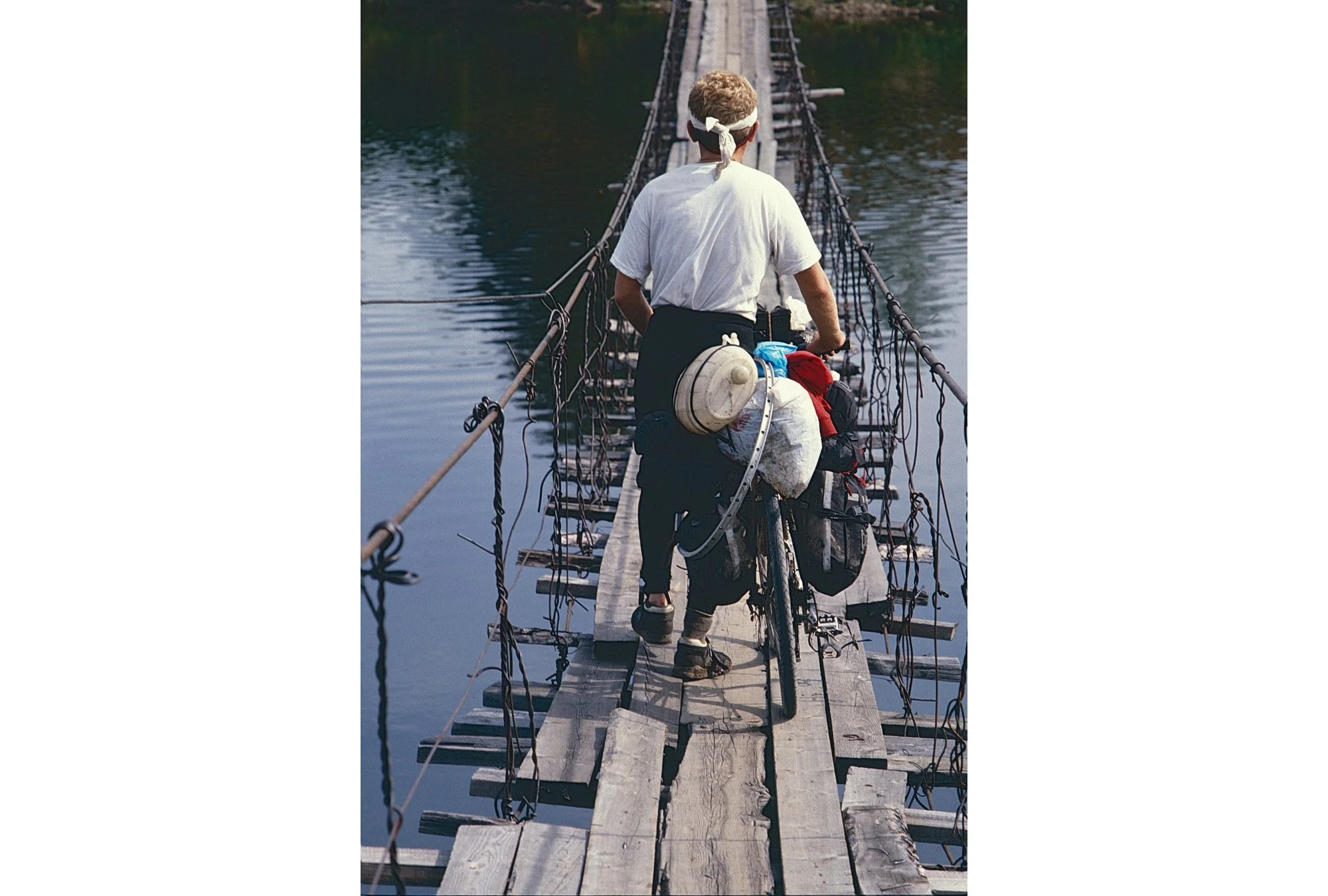 The trip was Howard's idea, so we send him first across the bridge.