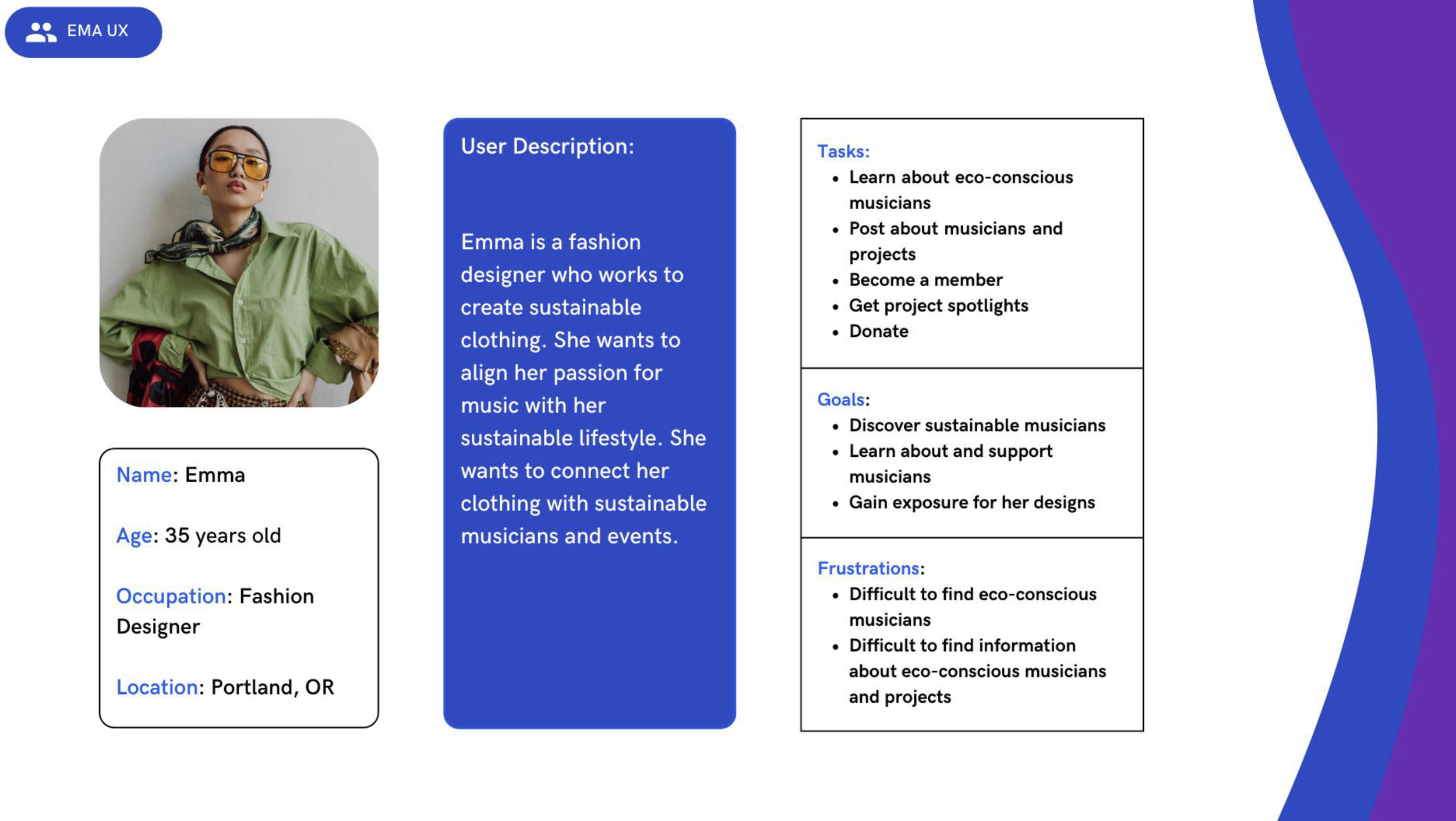 Profile photo of Emma, a woman wearing yellow glasses and a green shirt, posing against a white background.