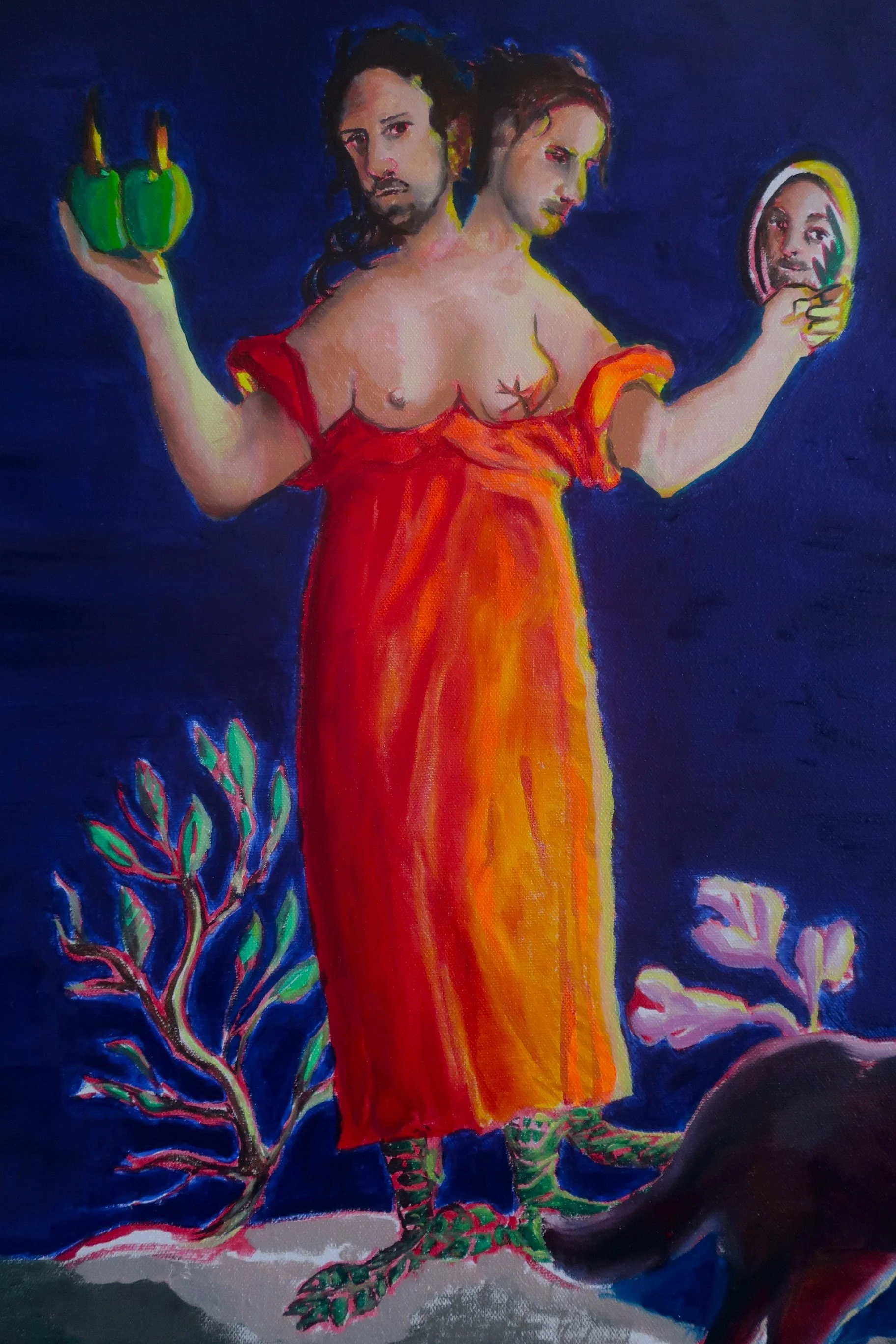 "Allegory,"(Oil on canvas ,100 x 70 cm , detail , 2025)