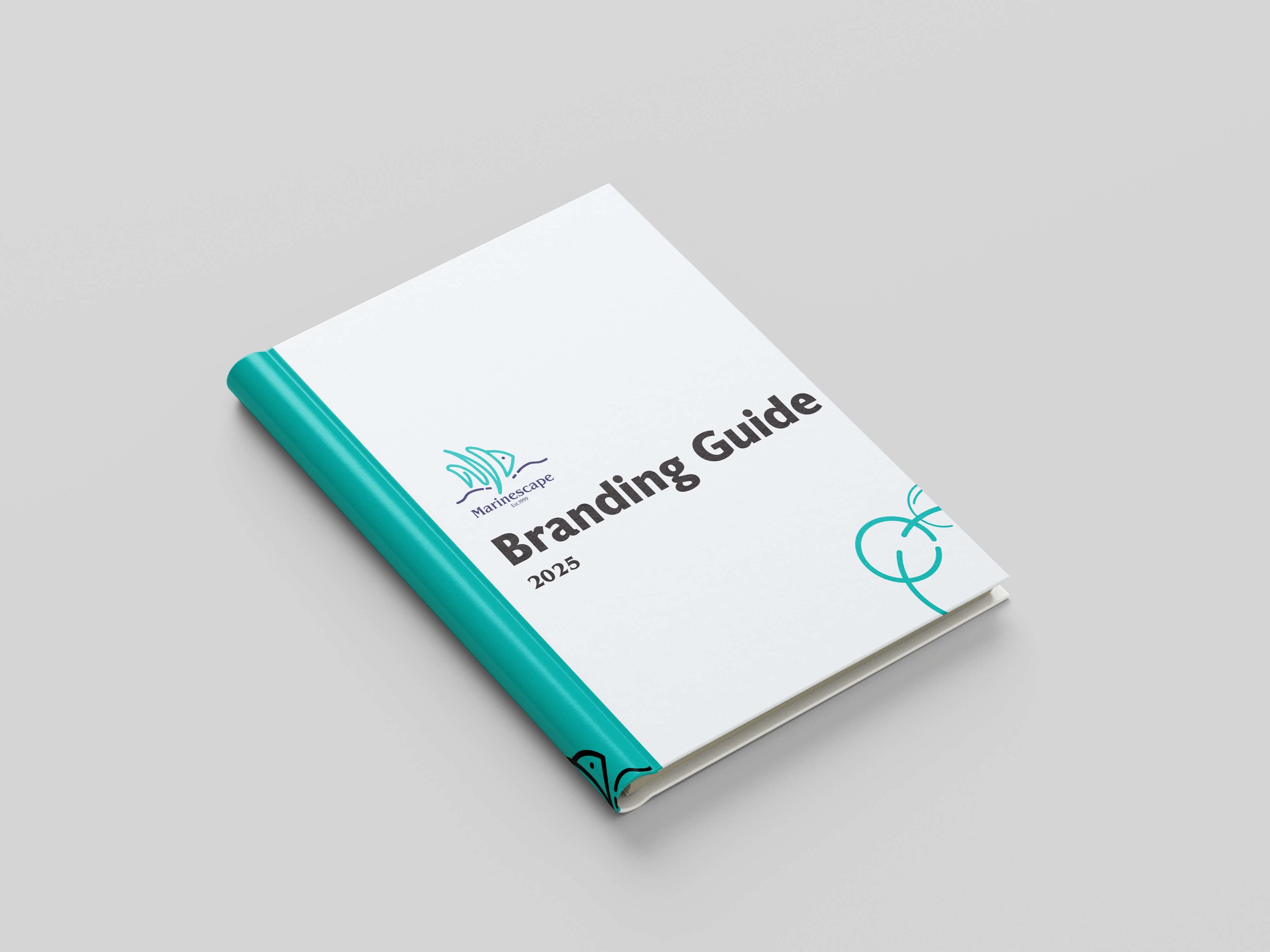 Image of a branding guide book for new logo for marinescapes