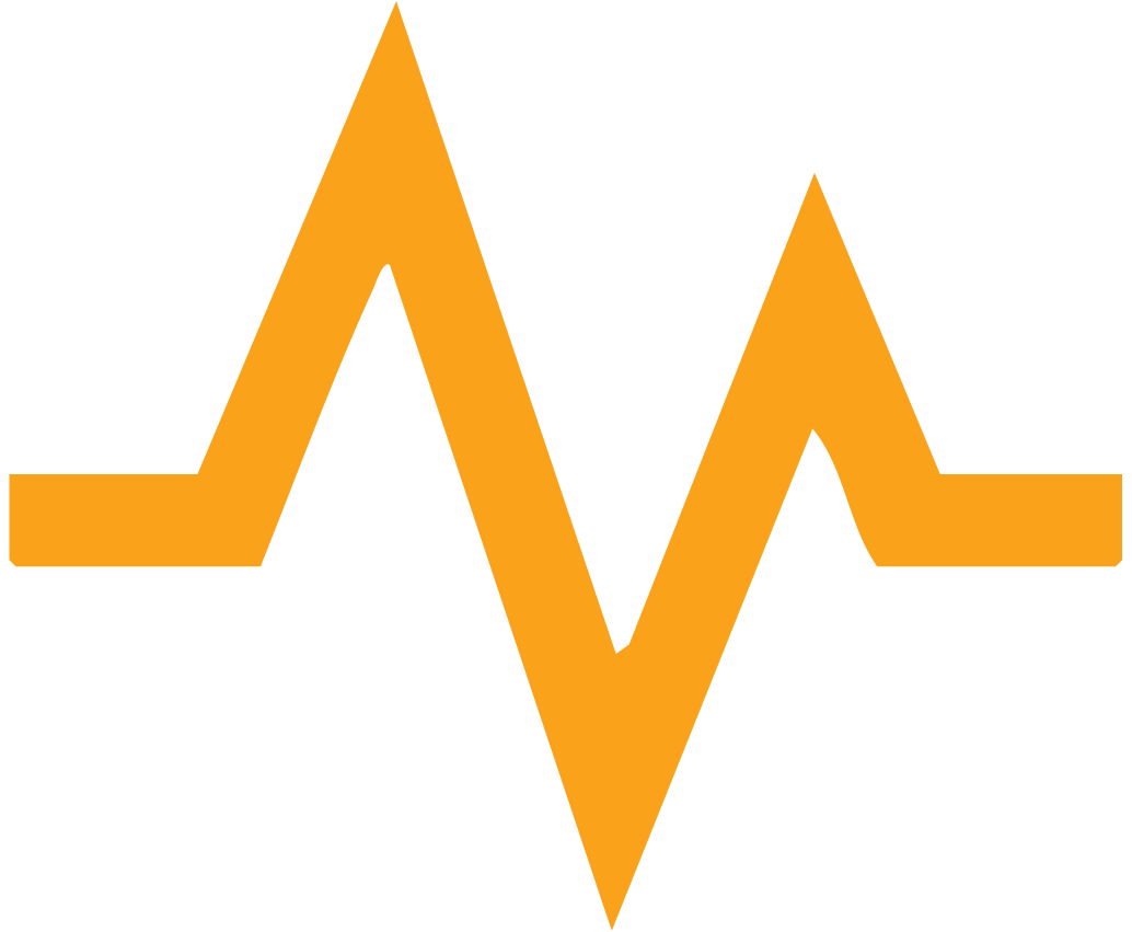 Orange zigzag line resembling a heartbeat or electrocardiogram pattern on a black background.