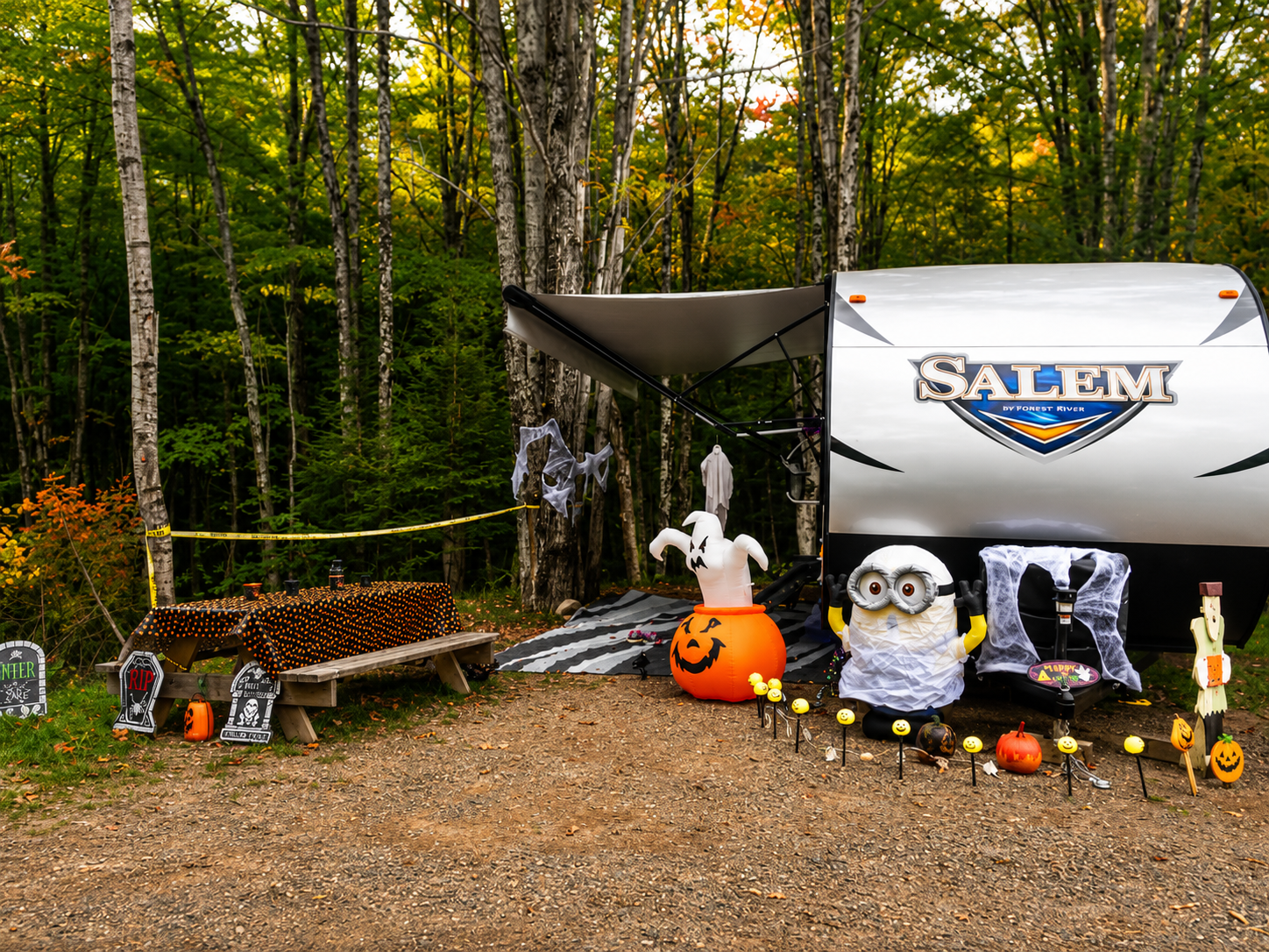 Halloween decorations displayed throughout the campground during Harvest Fest Weekend.