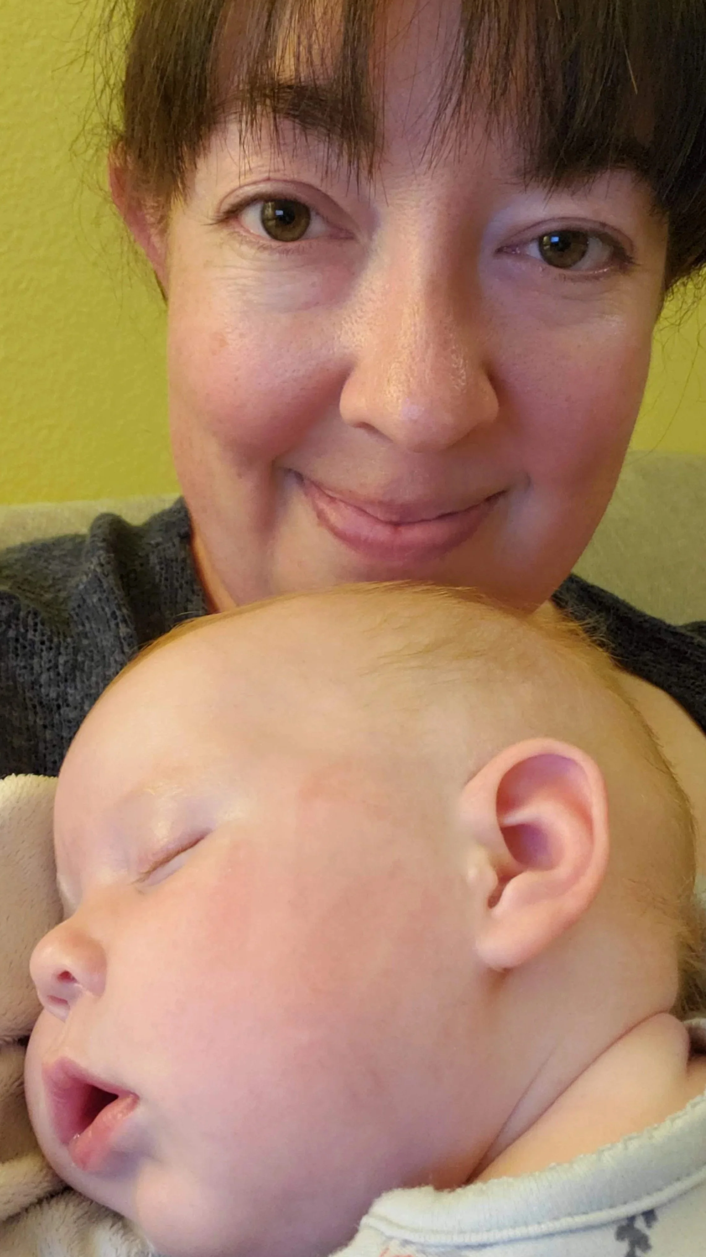 mom and sleeping baby