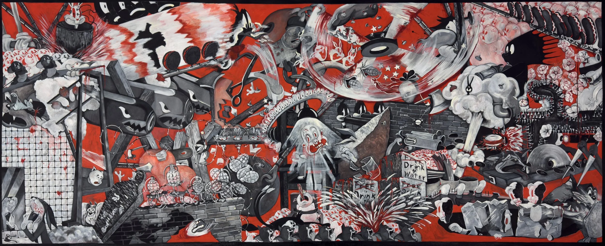 The First Strike, 53 x 144 in, oil on canvas, 2025