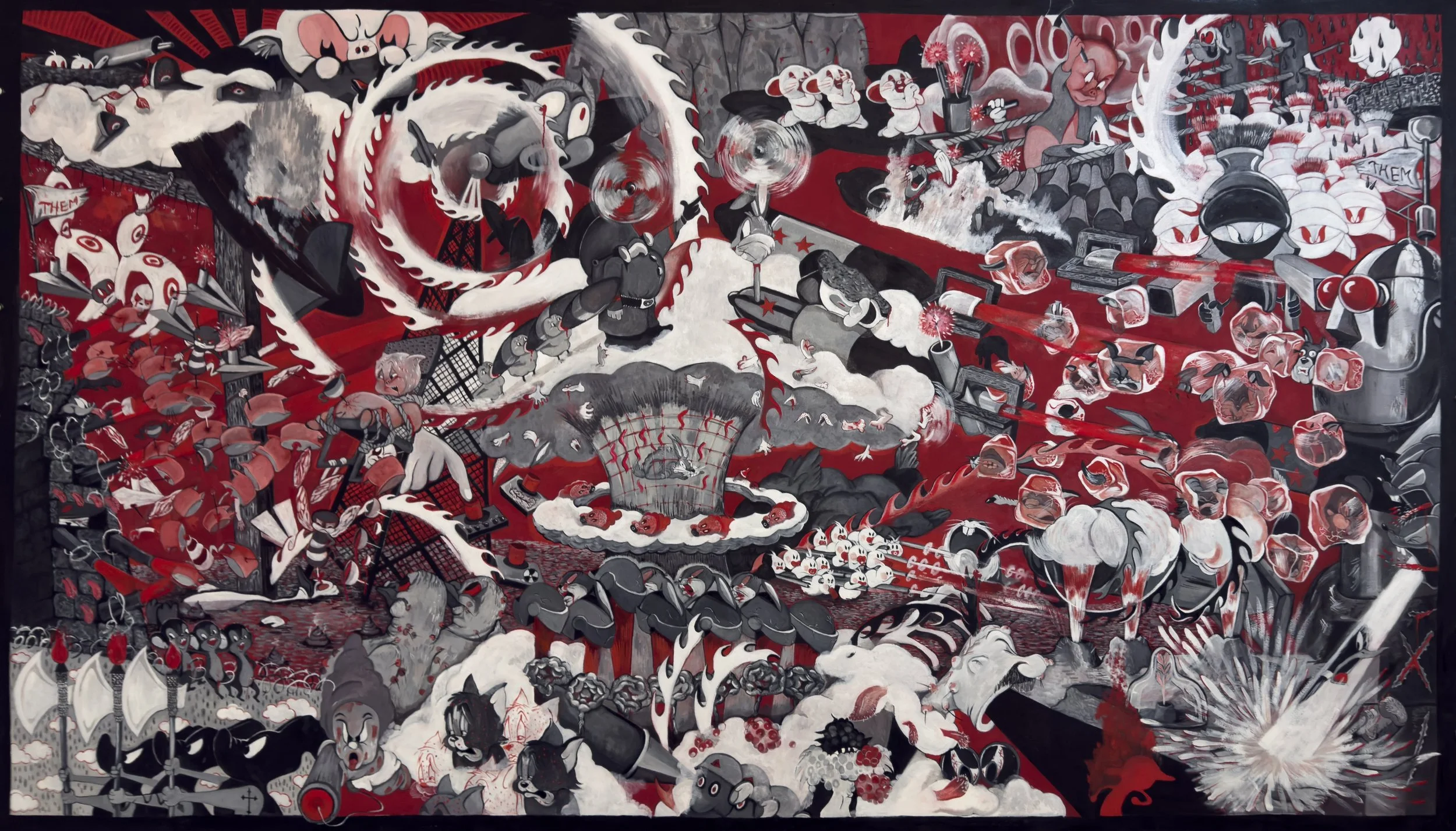 The Second Strike, 58 x 105 in, oil on canvas, 2026