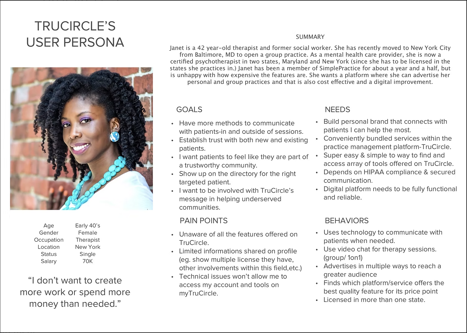 Created TruCircle's main user persona