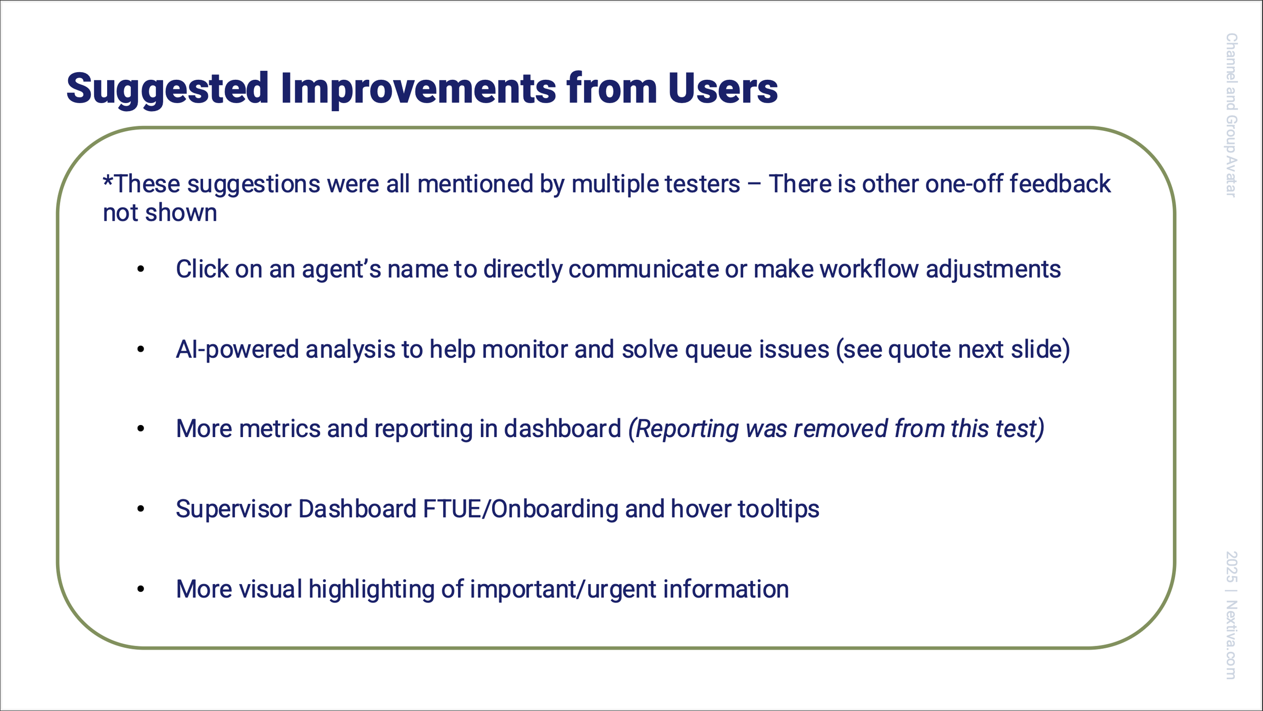 User interview suggestions