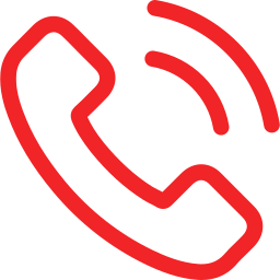 Red phone receiver icon with signal waves