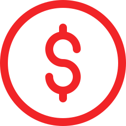 Red dollar sign inside a circle