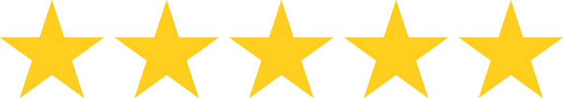 Five gold stars in a horizontal row