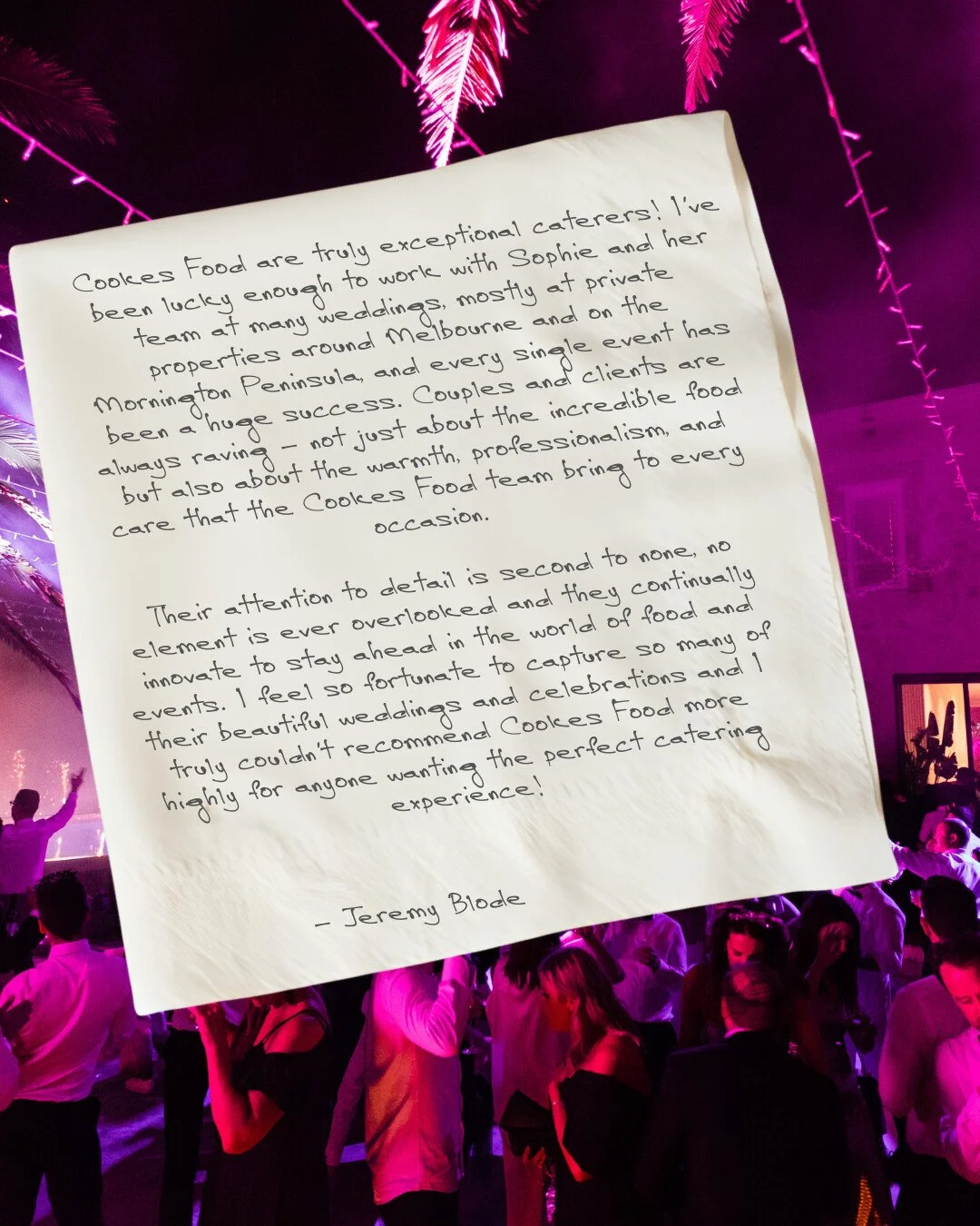 A kind word from one of our superstar partners in this big-bad-event-world, @jeremyblodephotography