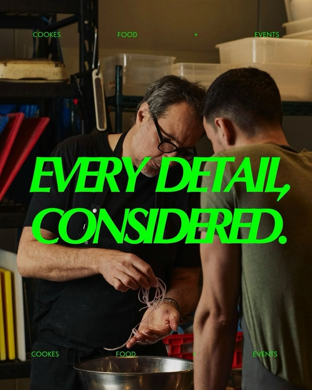 No templates.

No copy-paste menus.

Every Cookes event is shaped from the ground up: for the people, the place, and the moment