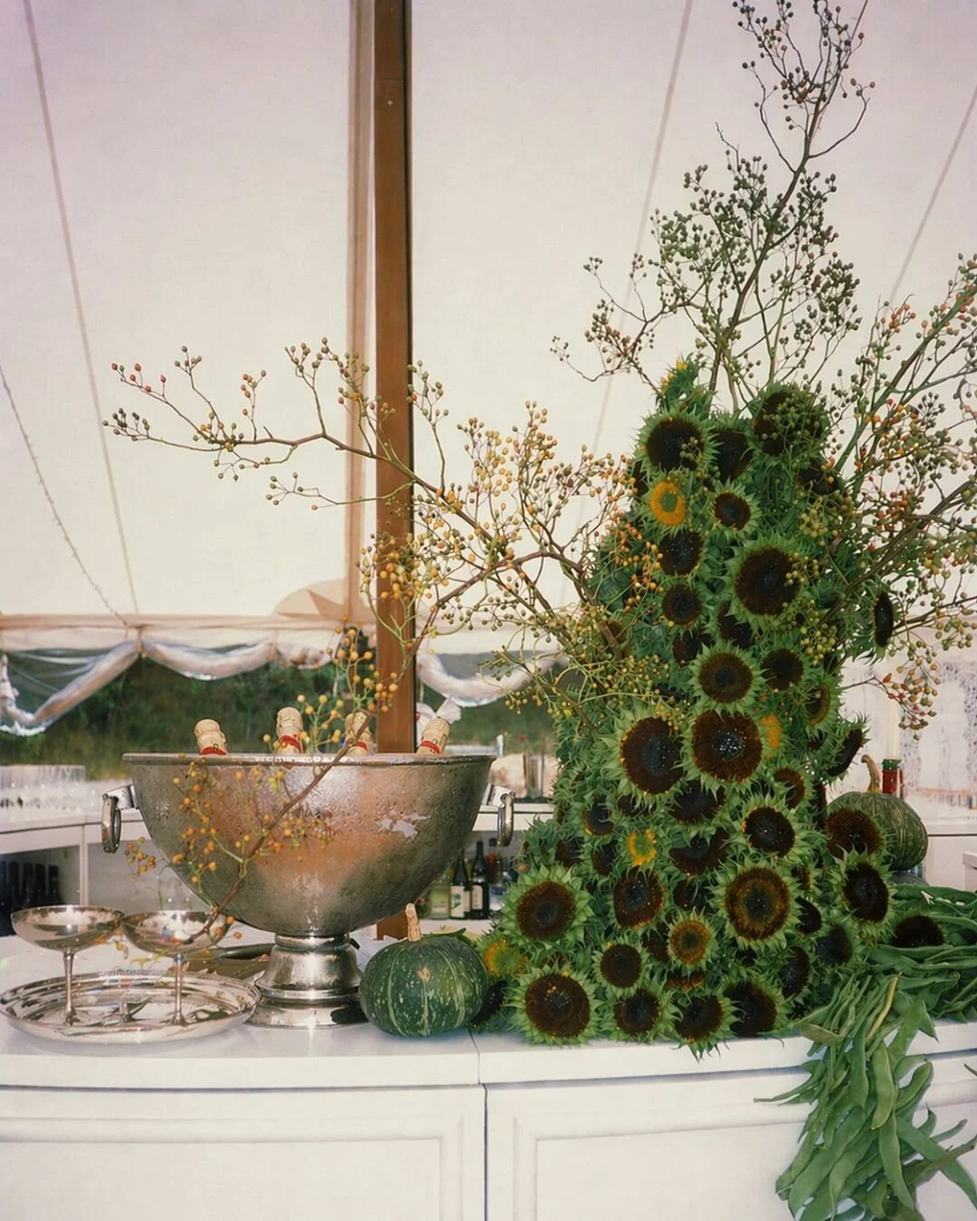 Sunflowers, but not as you know them.

Stripped back, sculptural, a little moody. We're seeing them shed the bright and breezy clich&eacute; and step into something far more considered. Dark centres exposed, petals pulled back, arranged with the kind
