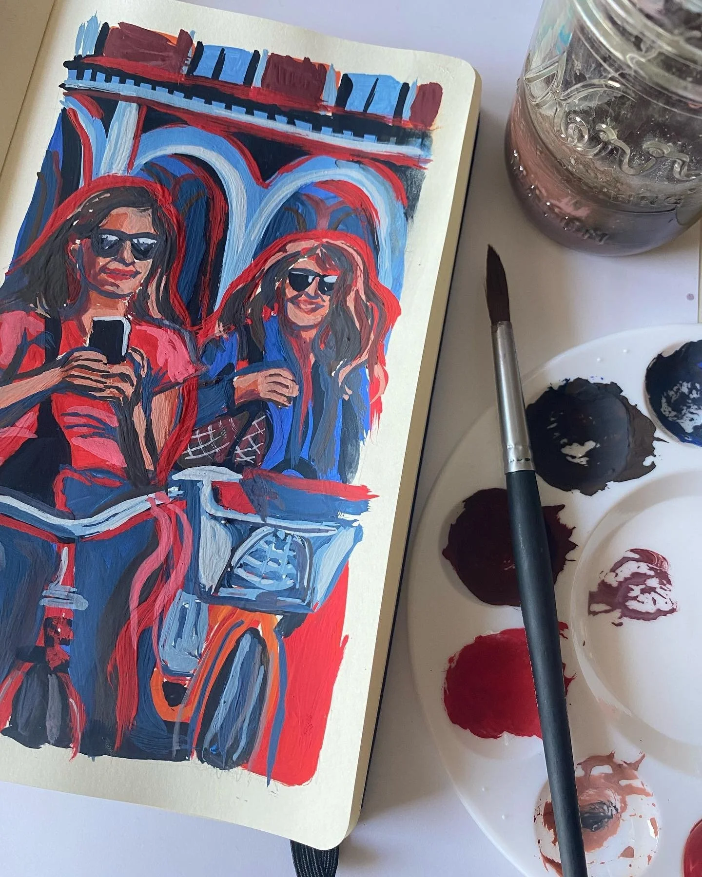 Biker Gals<em>Gouache, 2023</em><br>