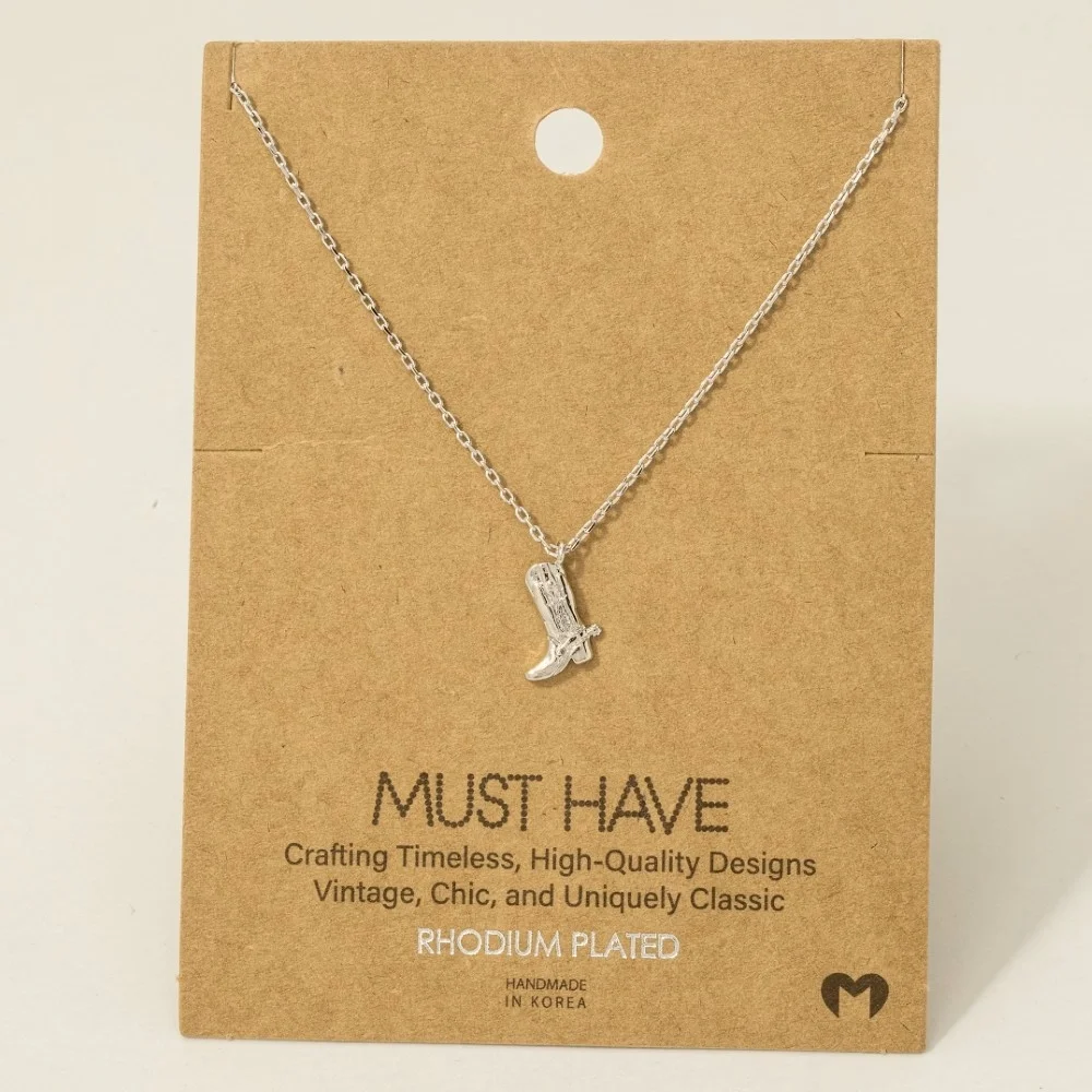 Gold + Silver Dipped Cowboy Boots Pendant Necklace