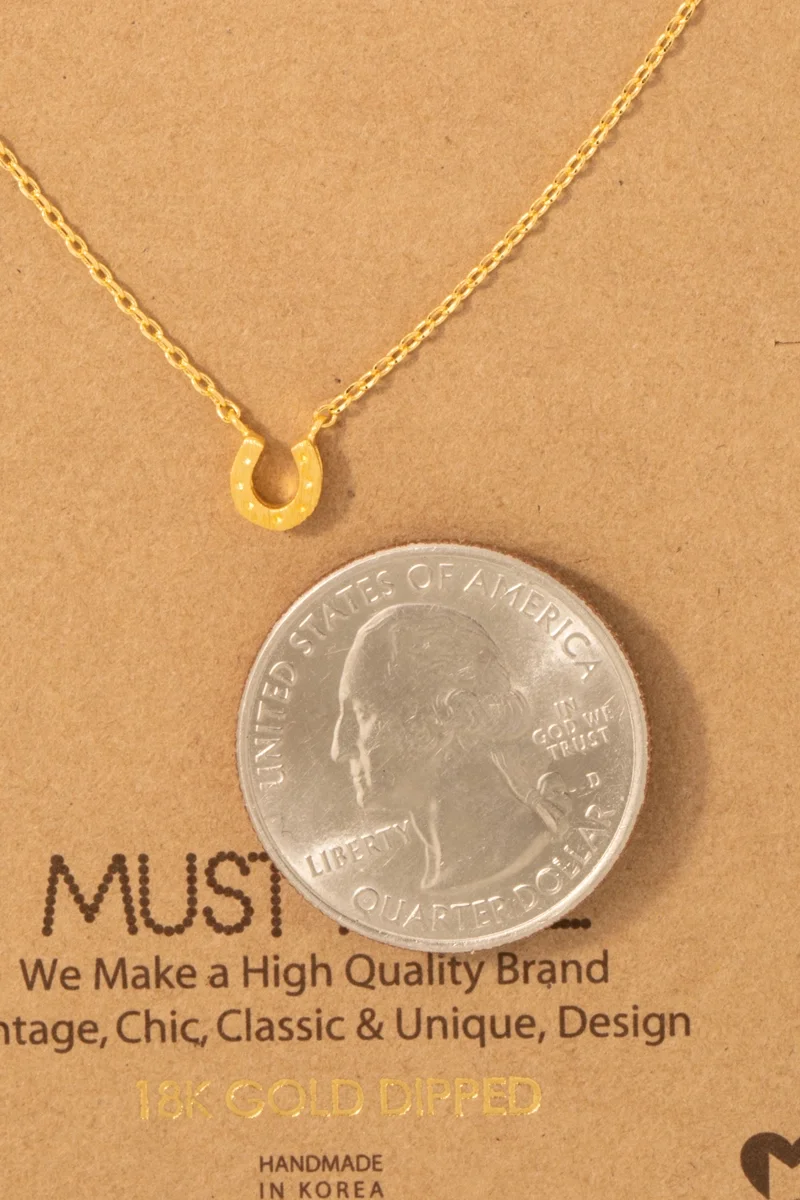 Gold Dipped Mini Horseshoe Pendant Necklace_Quarter.webp