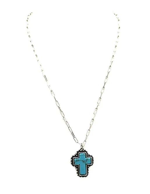 Western Turquoise Cross Necklace