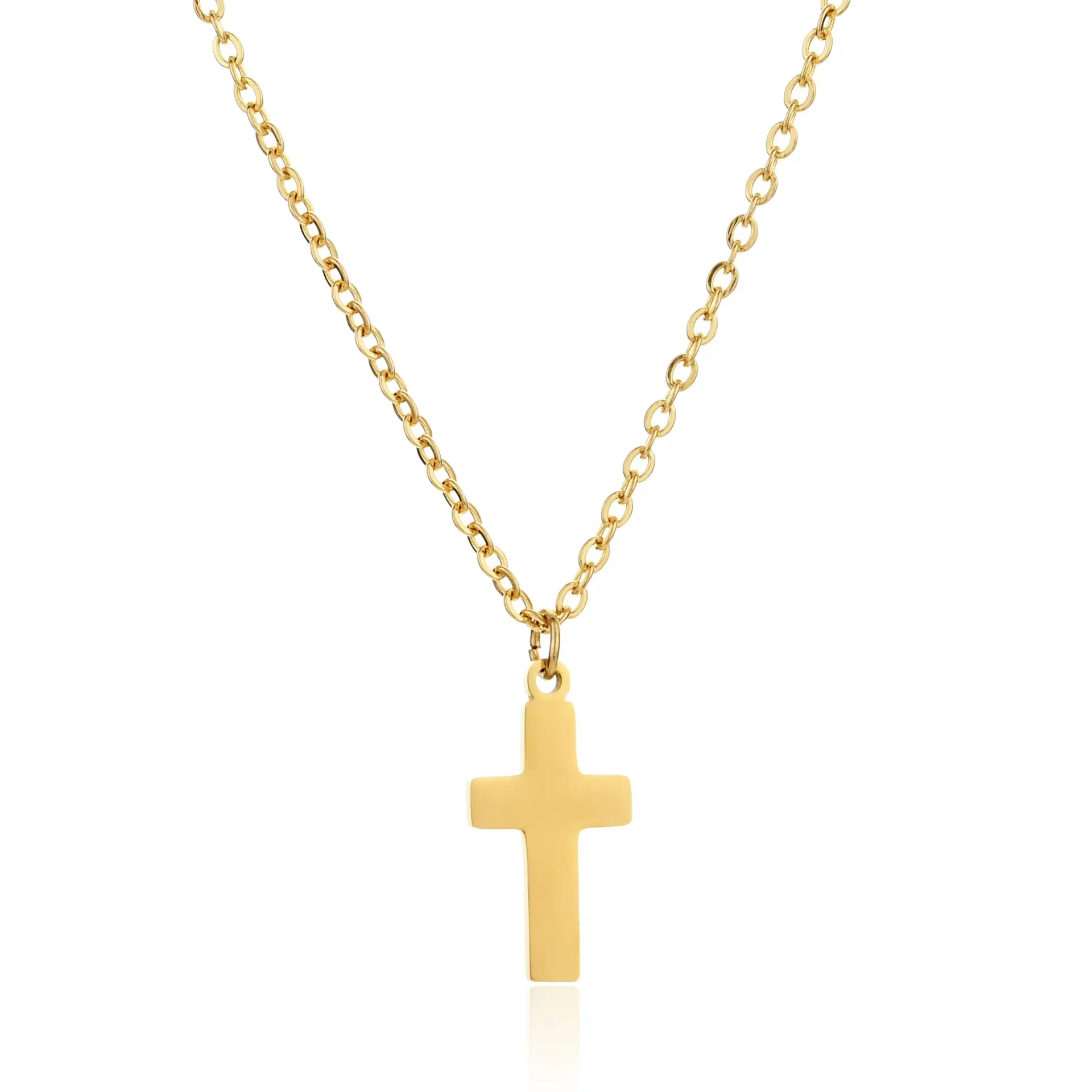 Gold Finish Cross Pendant Necklace