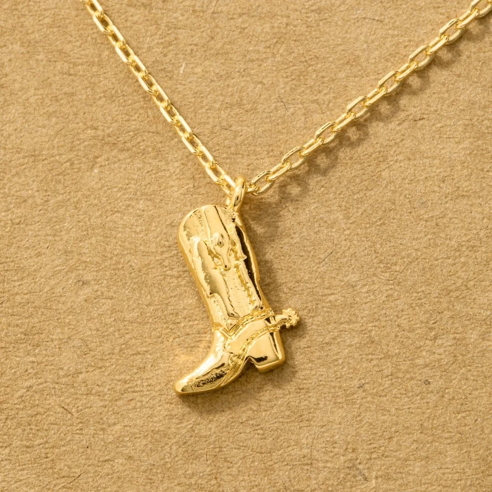 Gold Dipped Cowboy Boots Pendant Necklace_1.webp