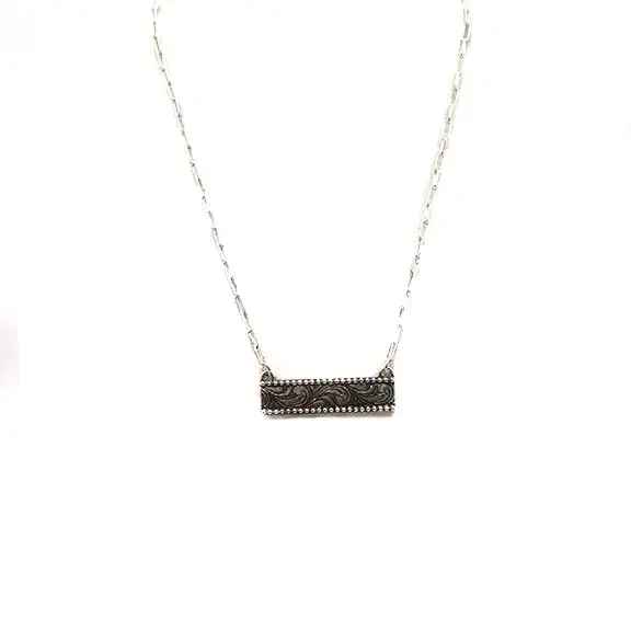 Western Etched Bar Necklace