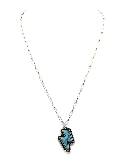 Western Turquoise Thunderbolt Necklace