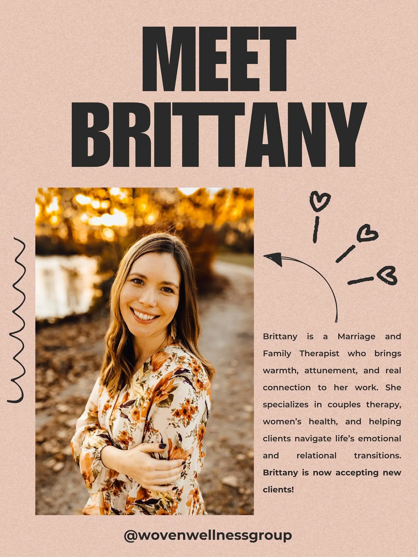 Help me in welcoming our newest therapist, Brittany Green, to the Woven team! Brittany is a Licensed Marriage and Family Therapist that specializes in couples and relationship therapy, sex therapy and women&rsquo;s sexual health, and Perinatal and po