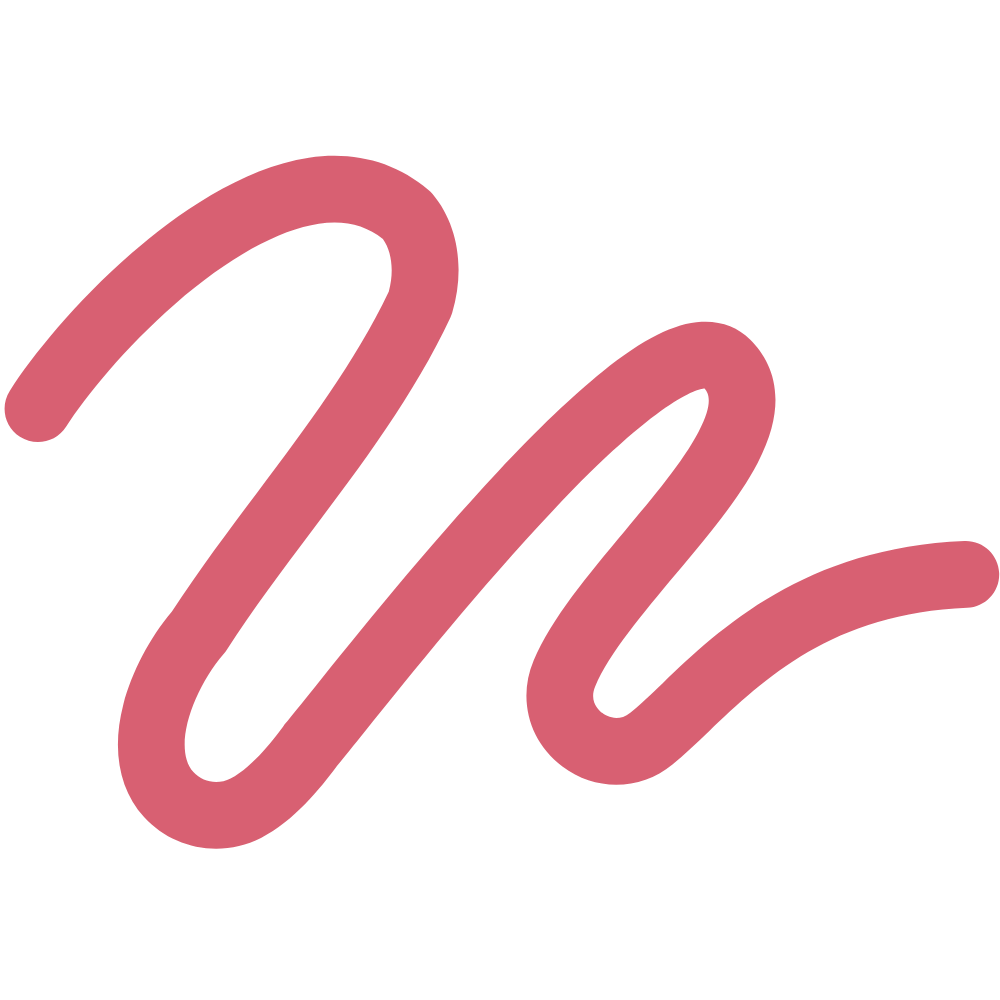 Stylized pink cursive letter 'W' on a black background.