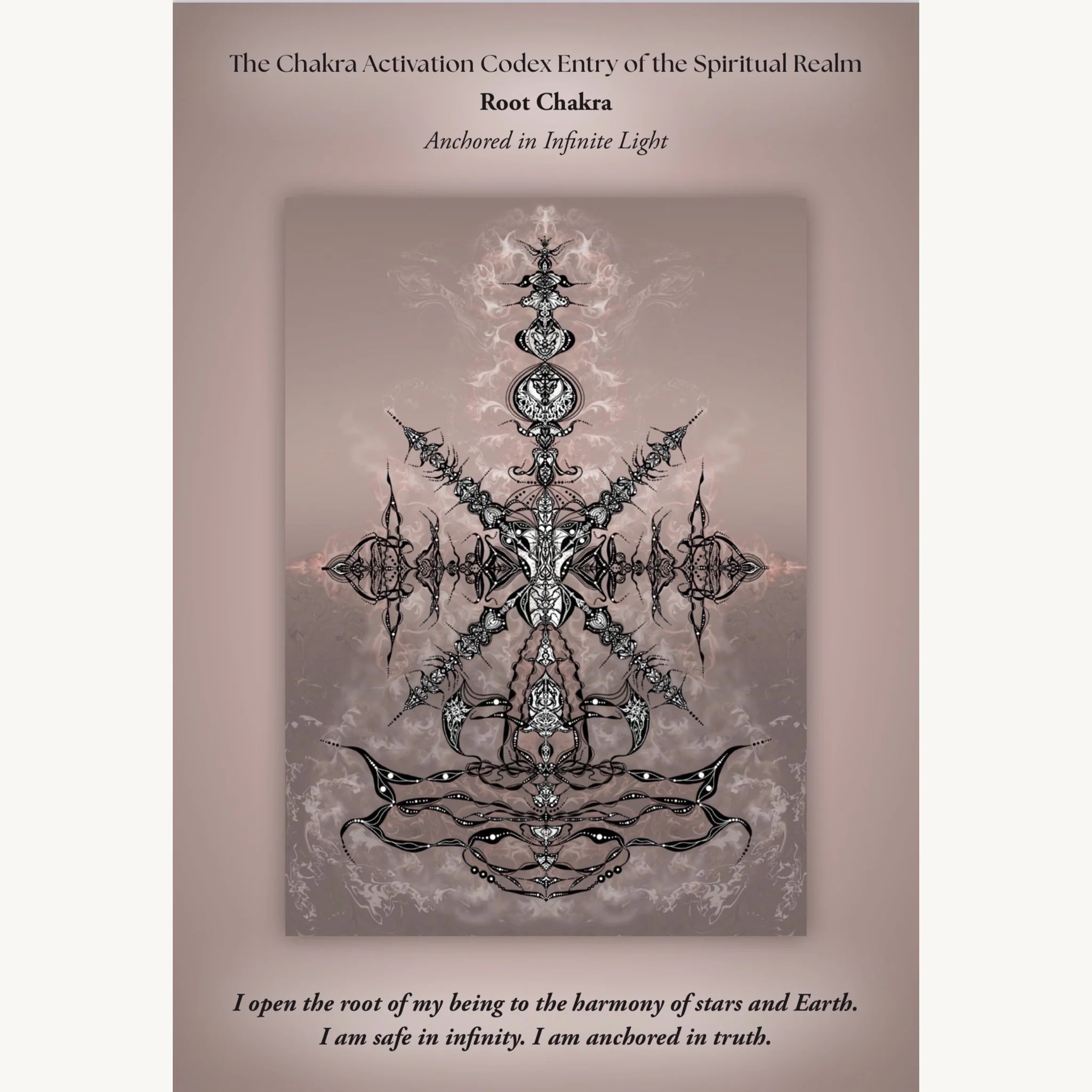 Root Chakra Spiritual Realm Glyph by Aish'Ka supporting grounding, infinite light, soul embodiment and Earth connection.