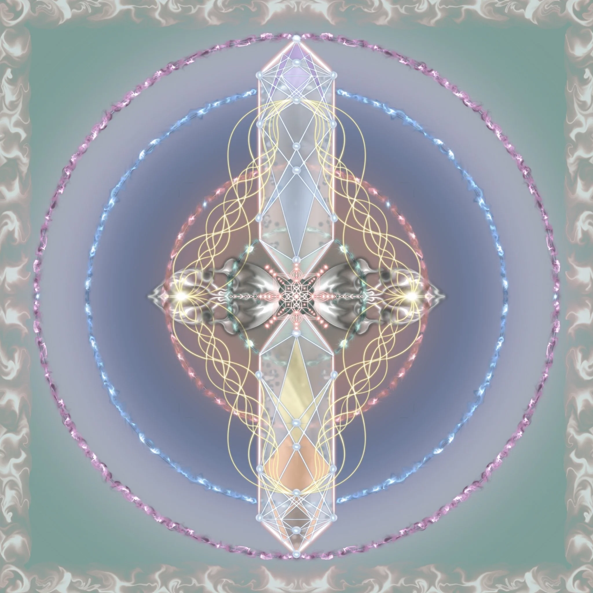 Sacred harmonic mandala of divine masculine and feminine union supporting balance, wholeness and inner sacred union.