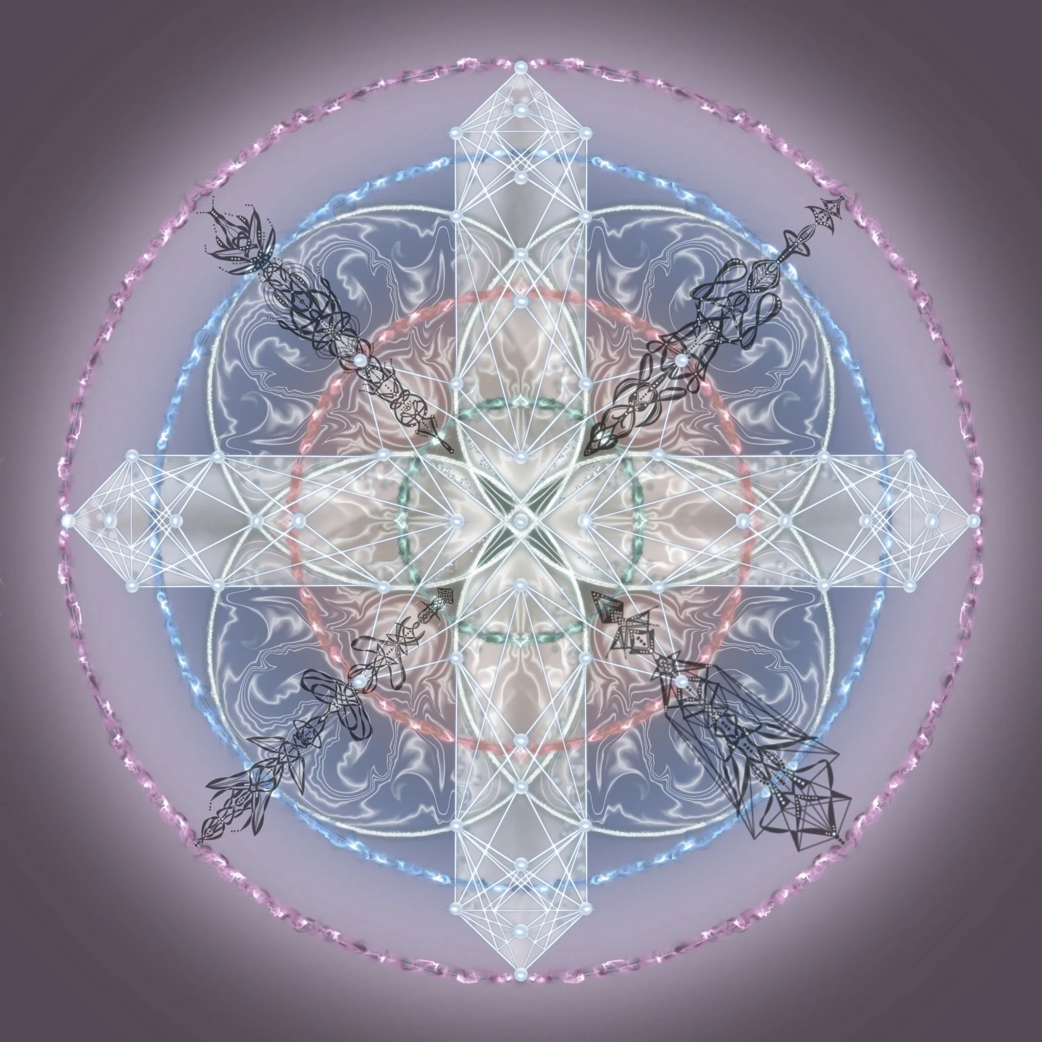 Sacred geometric crest representing Aish'Ka's multidimensional harmonic field, uniting the frequencies of Arcturus, Venus, Pleiades, Sirius and Gaia into a living emblem of remembrance, healing and unified light-body consciousness.